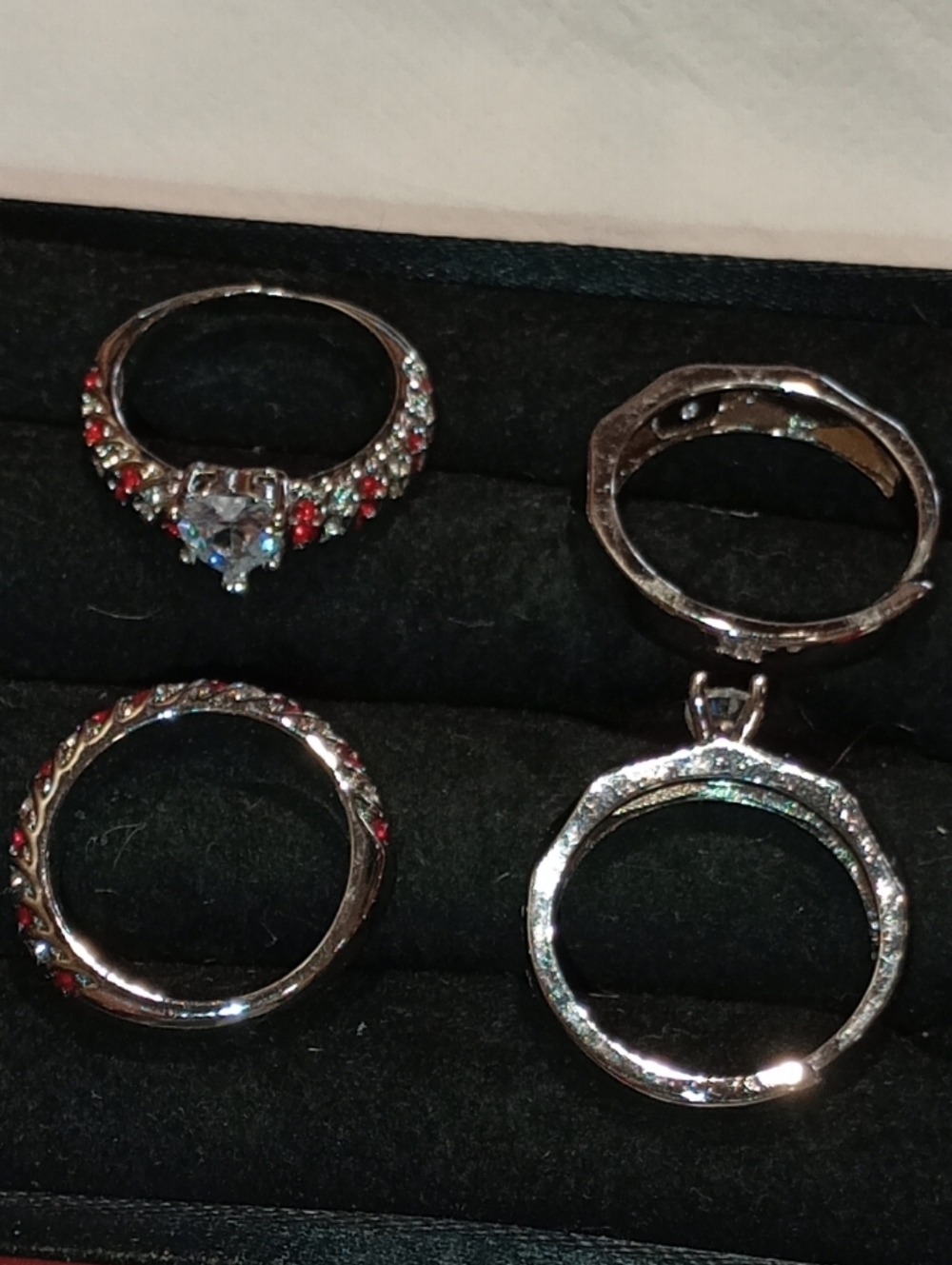 Ring Silver Solitaire Round-Cut CZ Engagement Ring Sets Times 2